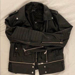 zara faux leather jacket
